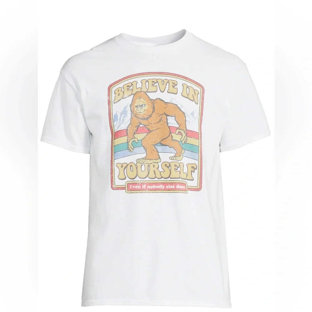 JK* White Bigfoot Believe in Yourself Even if Nobody Else Does Shirt Sleeve T-Sh - Picture 4 of 6